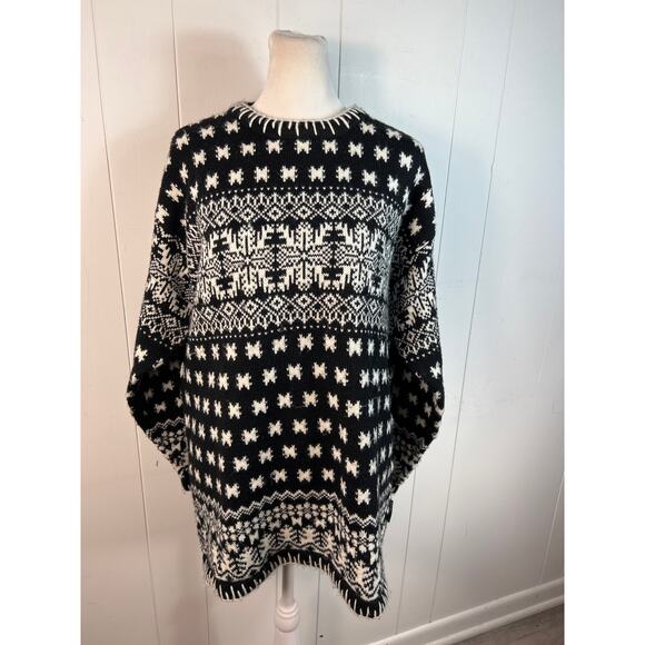Obermeyer Sweater Women Black White Icicle Ski Relaxed Acrylic Wool Size M - Picture 1 of 4